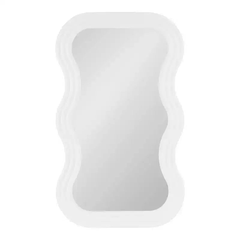 24"x40" Wavy Wall Mirror with White Plastic Frame