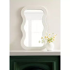 24"x40" Wavy Wall Mirror with White Plastic Frame