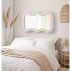 24"x40" Wavy Wall Mirror with White Plastic Frame