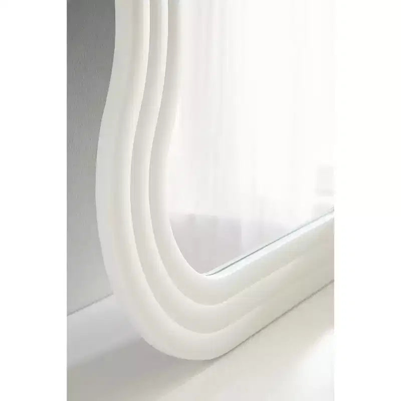 24"x40" Wavy Wall Mirror with White Plastic Frame