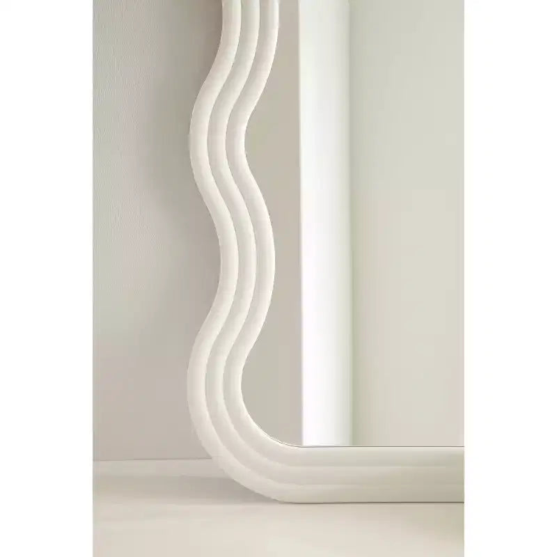 24"x40" Wavy Wall Mirror with White Plastic Frame