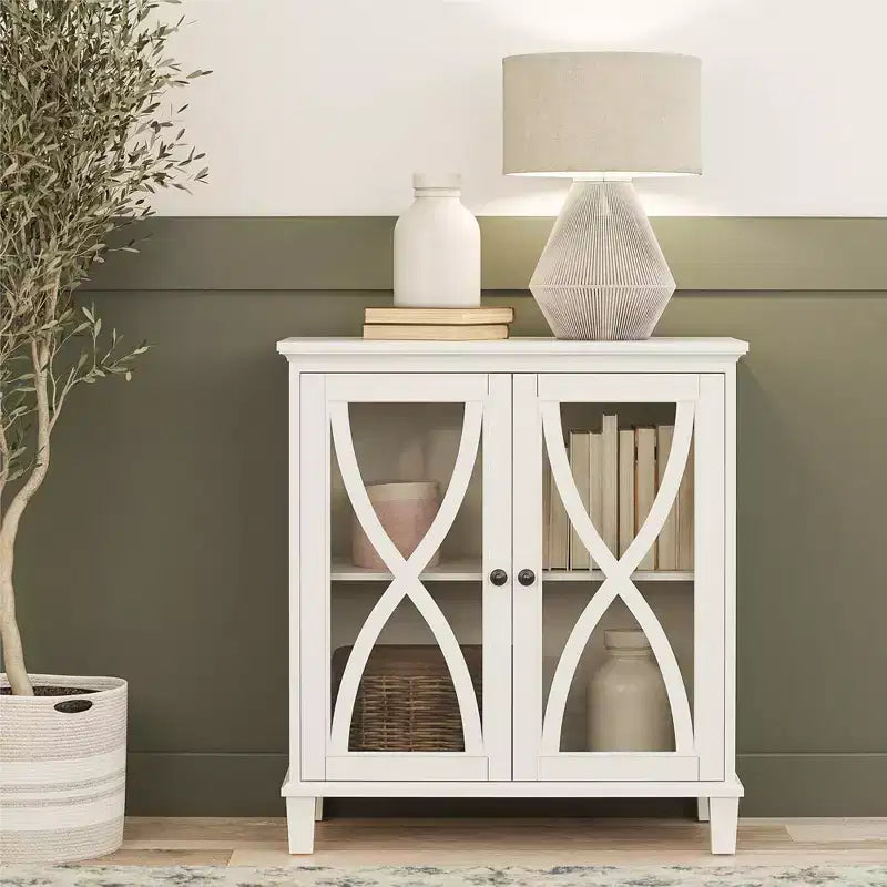 Double Door Accent Cabinet with Glass Doors