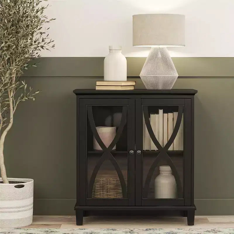 Double Door Accent Cabinet with Glass Doors