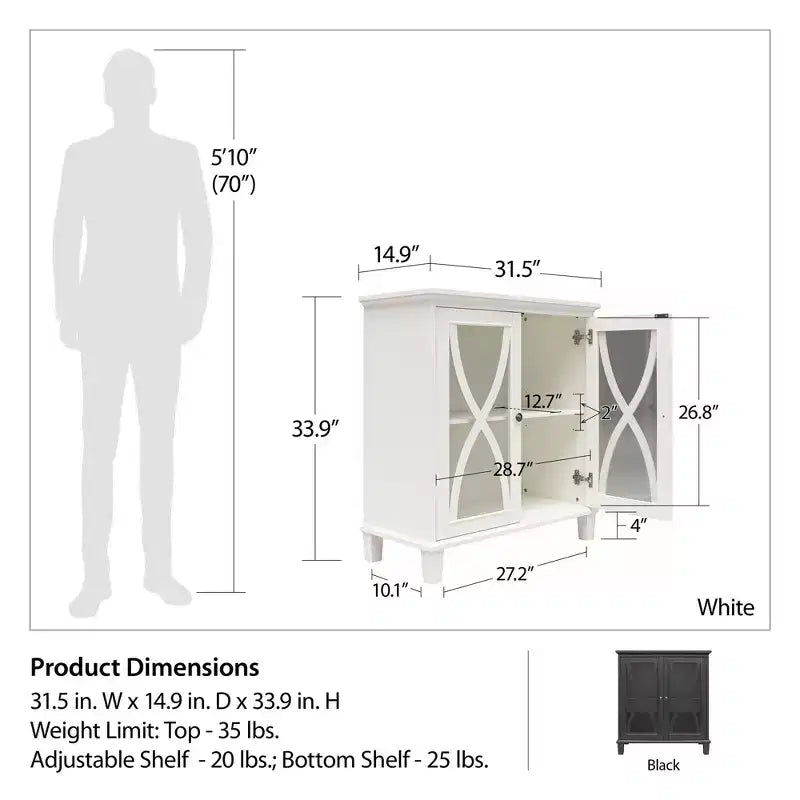 Double Door Accent Cabinet with Glass Doors