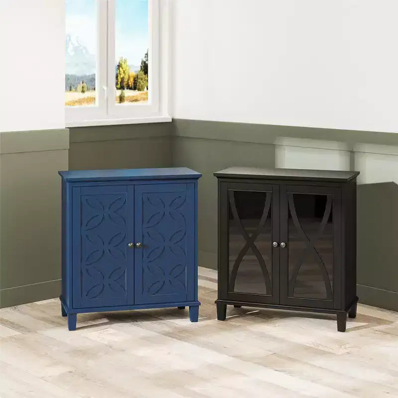 Double Door Accent Cabinet with Glass Doors