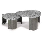 Modern Nesting Coffee Table with Faux Marble Top, Gray