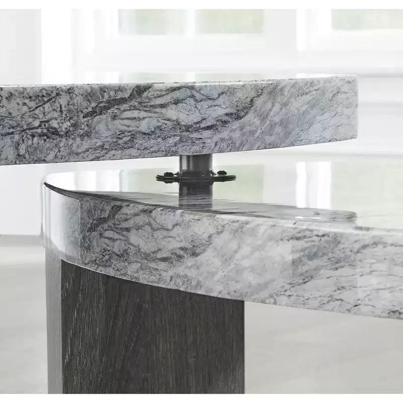 Modern Nesting Coffee Table with Faux Marble Top, Gray