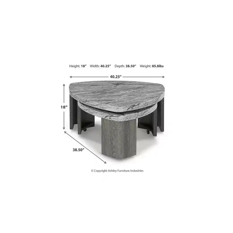 Modern Nesting Coffee Table with Faux Marble Top, Gray