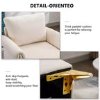 Ivory Linen Arm Chair Tufted Cushion Accent Chair with Lumbar Pillow