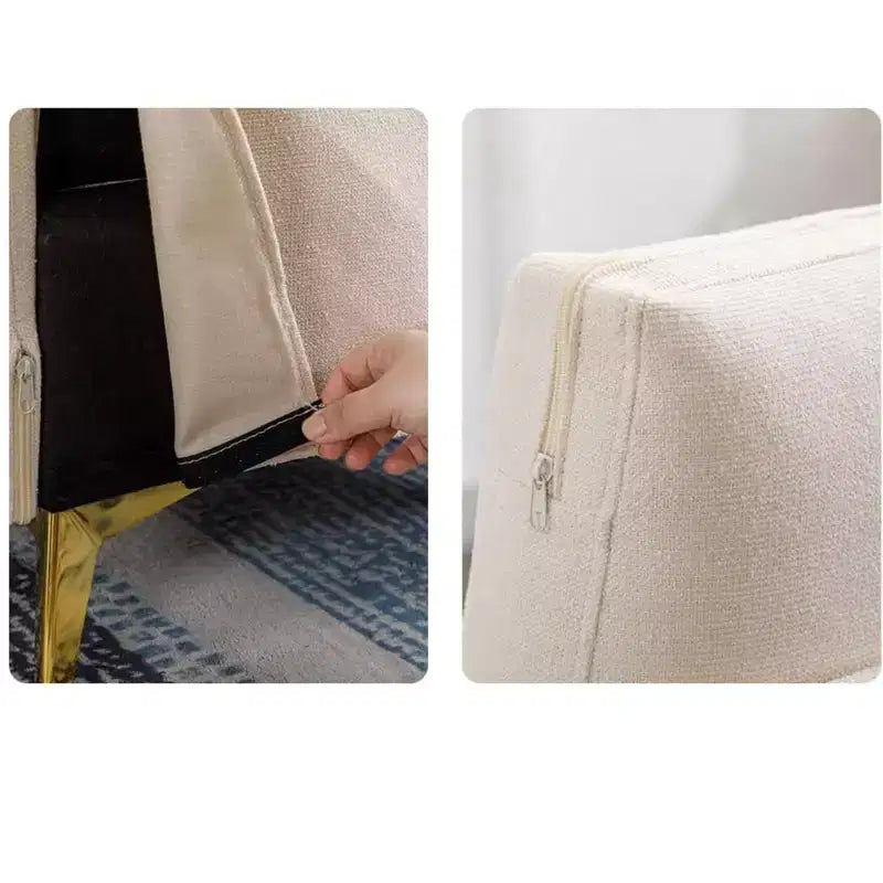 Ivory Linen Arm Chair Tufted Cushion Accent Chair with Lumbar Pillow