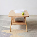 Solid Wood End Table with Storage Shelf for Living Room