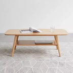 Solid Wood End Table with Storage Shelf for Living Room