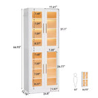 Tall Shoe Storage Cabinet with LED Lights and Frosted Acrylic Doors