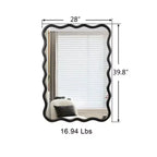 Solid Wood Wavy Rectangle Wall Mirror - Black, 40 x 28 in