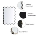 Solid Wood Wavy Rectangle Wall Mirror - Black, 40 x 28 in