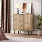 3-Drawer Dresser with Wave Fluted Panel and Metal Legs