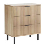 3-Drawer Dresser with Wave Fluted Panel and Metal Legs