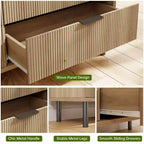 3-Drawer Dresser with Wave Fluted Panel and Metal Legs