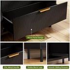 3-Drawer Dresser with Wave Fluted Panel and Metal Legs