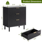 3-Drawer Dresser with Wave Fluted Panel and Metal Legs
