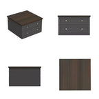Square Coffee Table with Hidden Storage and Drawers - Dark Grey and Brown