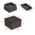 Square Coffee Table with Hidden Storage and Drawers - Dark Grey and Brown