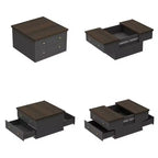 Square Coffee Table with Hidden Storage and Drawers - Dark Grey and Brown