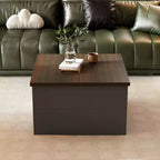 Square Coffee Table with Hidden Storage and Drawers - Dark Grey and Brown