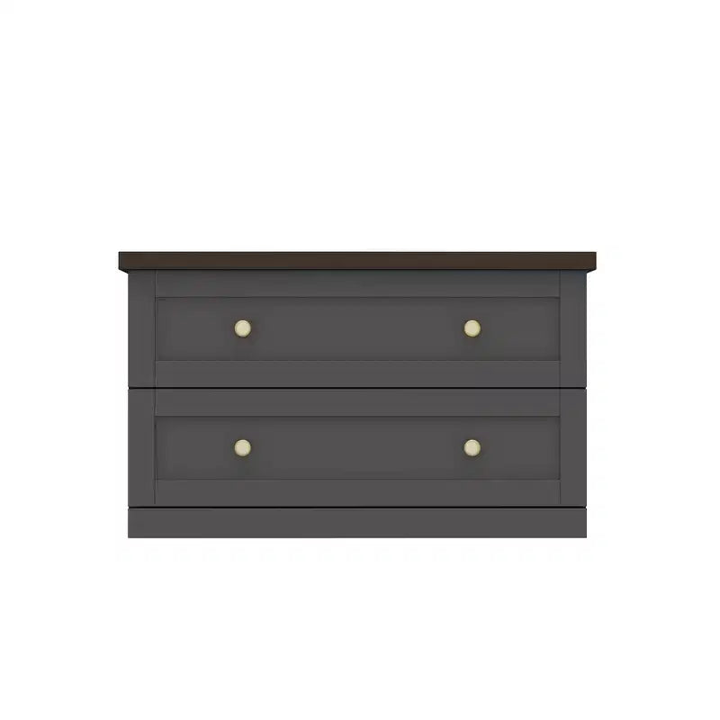Square Coffee Table with Hidden Storage and Drawers - Dark Grey and Brown