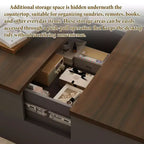 Square Coffee Table with Hidden Storage and Drawers - Dark Grey and Brown