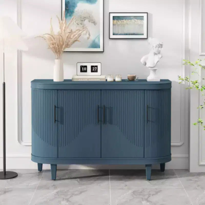 Arc-Shaped Sideboard with 4 Doors and Adjustable Shelves, 47.2 Inch