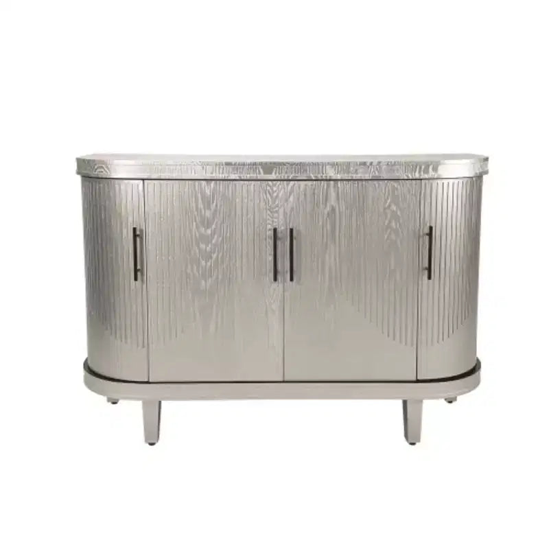 Arc-Shaped Sideboard with 4 Doors and Adjustable Shelves, 47.2 Inch