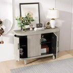 Arc-Shaped Sideboard with 4 Doors and Adjustable Shelves, 47.2 Inch