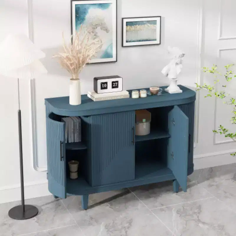 Arc-Shaped Sideboard with 4 Doors and Adjustable Shelves, 47.2 Inch