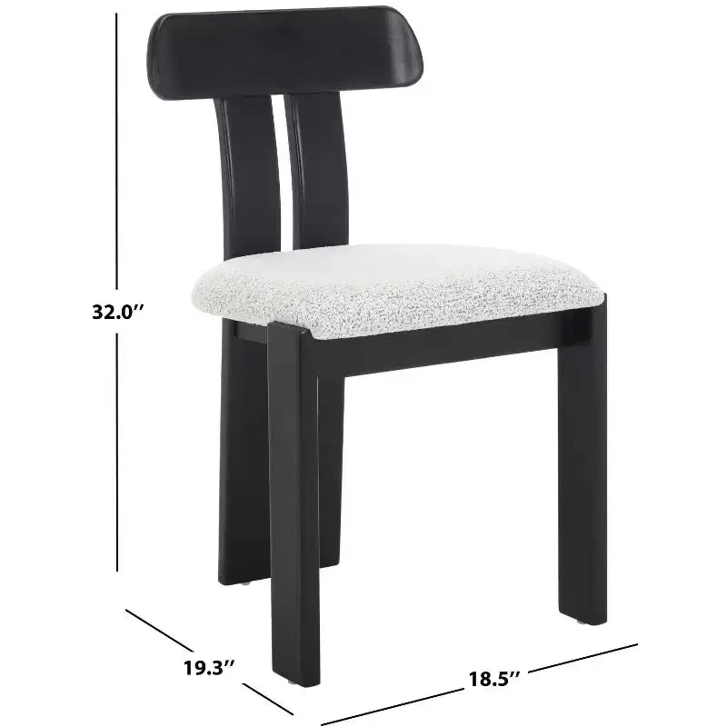 Boucle Upholstered Dining Chair with Wood Frame