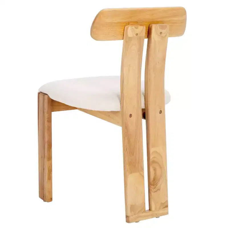Boucle Upholstered Dining Chair with Wood Frame