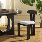 Boucle Upholstered Dining Chair with Wood Frame
