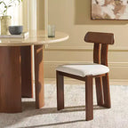 Boucle Upholstered Dining Chair with Wood Frame