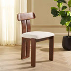 Boucle Upholstered Dining Chair with Wood Frame