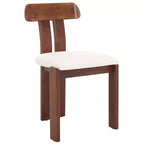 Boucle Upholstered Dining Chair with Wood Frame