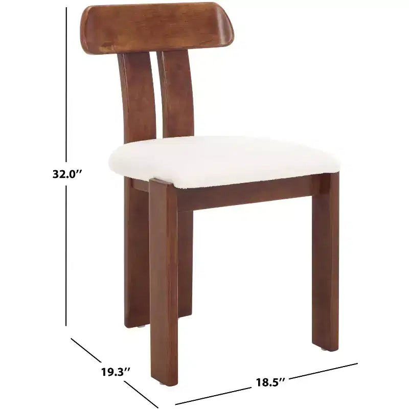 Boucle Upholstered Dining Chair with Wood Frame
