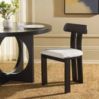 Boucle Upholstered Dining Chair with Wood Frame