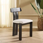 Boucle Upholstered Dining Chair with Wood Frame