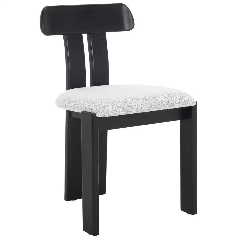 Boucle Upholstered Dining Chair with Wood Frame