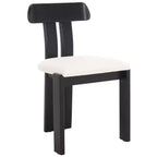 Boucle Upholstered Dining Chair with Wood Frame