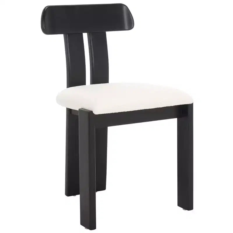 Boucle Upholstered Dining Chair with Wood Frame