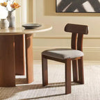 Boucle Upholstered Dining Chair with Wood Frame