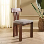 Boucle Upholstered Dining Chair with Wood Frame