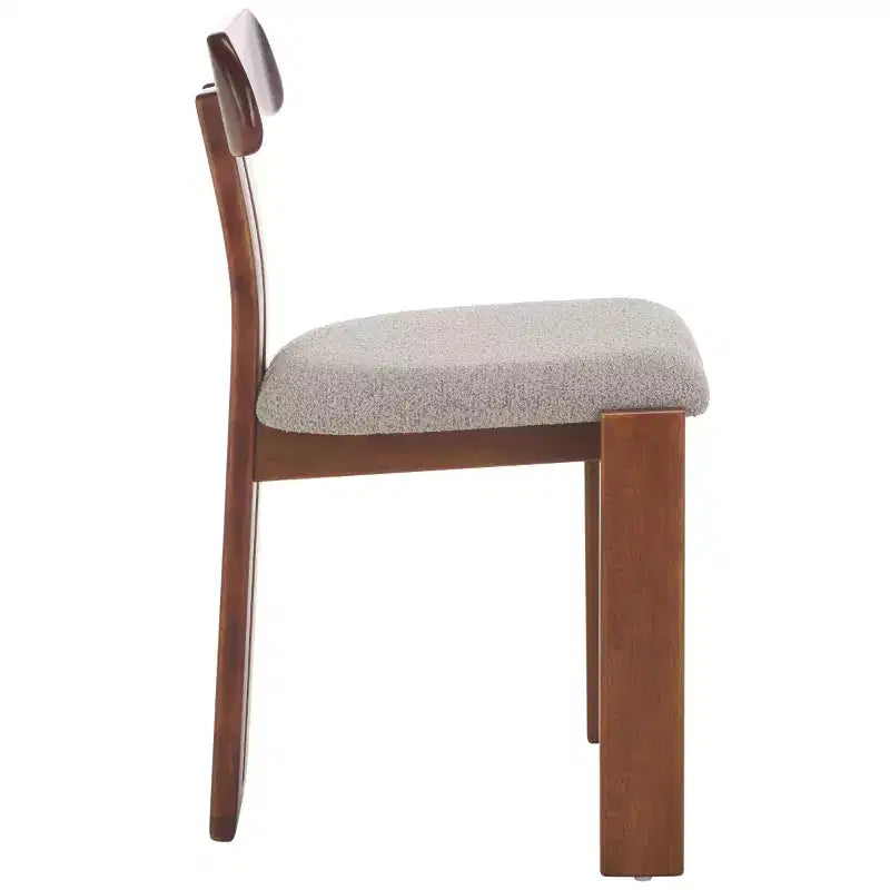 Boucle Upholstered Dining Chair with Wood Frame