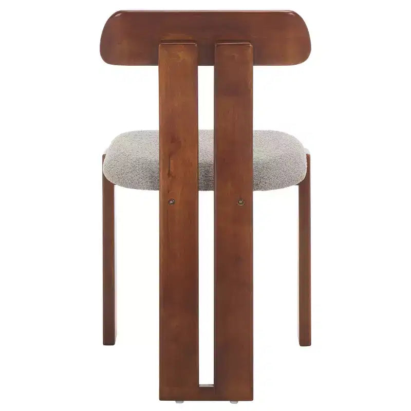 Boucle Upholstered Dining Chair with Wood Frame